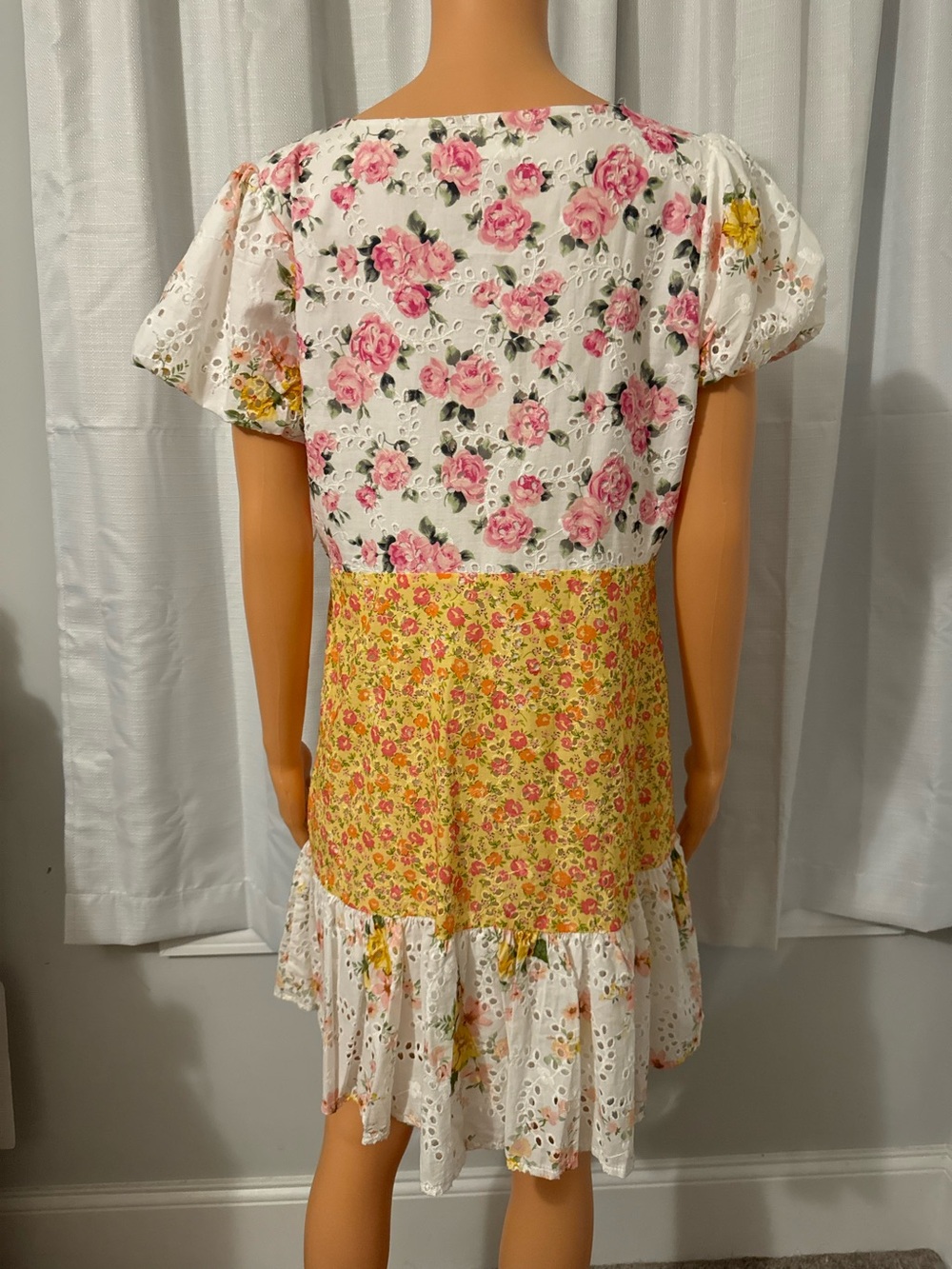 Pretty Altar'd State size XL white multi color floral eyelet short sleeve dress - Picture 5 of 5